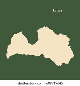 Outline map of Latvia. Isolated vector illustration.