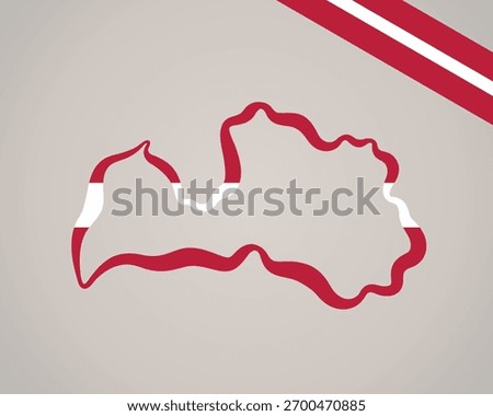 Outline map of Latvia marked in flag colors