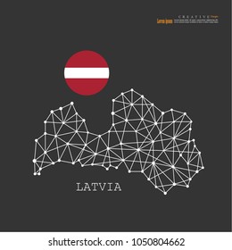 outline map of  Latvia  with nation flag.vector illustration.
