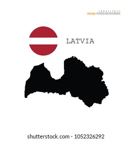 outline map of  Latvia  with nation flag.vector illustration.