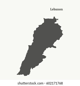 Outline map of Lebanon. Isolated vector illustration.