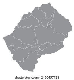 Outline of the map of Lesotho with regions