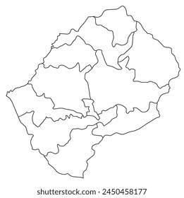 Esquema del mapa de Lesoto con regiones