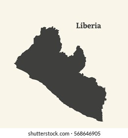 Outline map of Liberia. Isolated vector illustration.