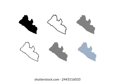 Mapa general de Liberia. Mapa de Liberia. Estilo lineal. Iconos vectoriales