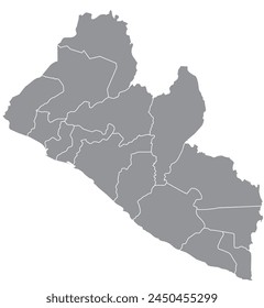 Outline of the map of Liberia with regions