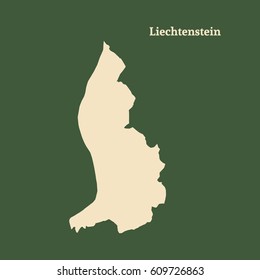 Outline map of Liechtenstein. Isolated vector illustration.
