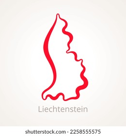 Outline map of Liechtenstein marked with red line.