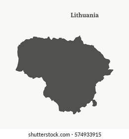 Outline map of Lithuania. Isolated vector illustration.
