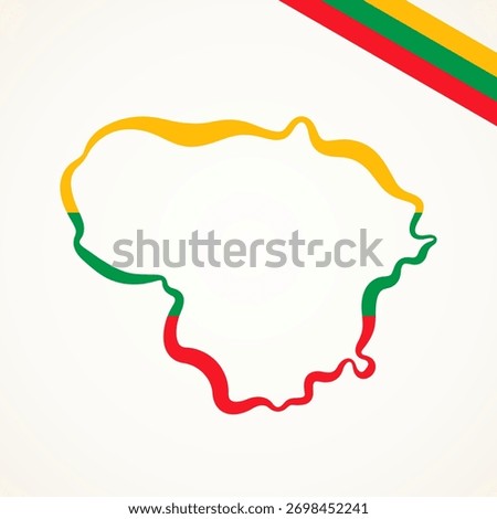 Outline map of Lithuania marked in flag colors