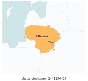 Outline of the map of Lithuania with regions