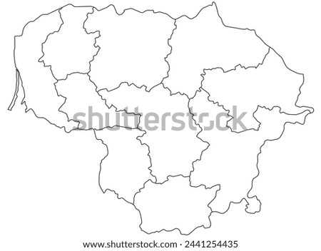 Outline of the map of Lithuania with regions