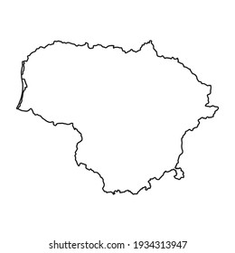 Outline map of Lithuania white background. Vector map with contour.