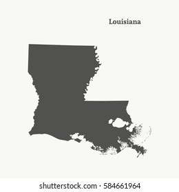 Outline map of Louisiana. Isolated vector illustration.