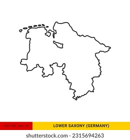 Outline Map of Lower Saxony - State of Germany Vector Illustration Design Template. Editable Stroke.