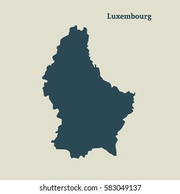 Outline map of Luxembourg. Isolated vector illustration.