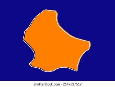 Outline map of Luxembourg, stylized concept map of Luxembourg. Orange map on blue background.