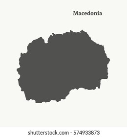 Outline map of Macedonia. Isolated vector illustration.