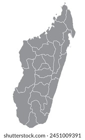 Umriss der Karte von Madagaskar mit Regionen