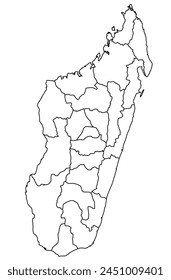 Outline of the map of Madagascar with regions