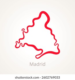 Outline map of Madrid marked with red line.