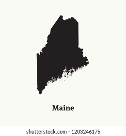 Outline map of Maine. Isolated vector illustration.