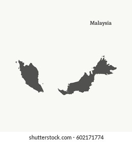 Outline map of Malaysia. Isolated vector illustration.