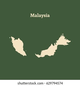 Outline map of Malaysia. Isolated vector illustration.