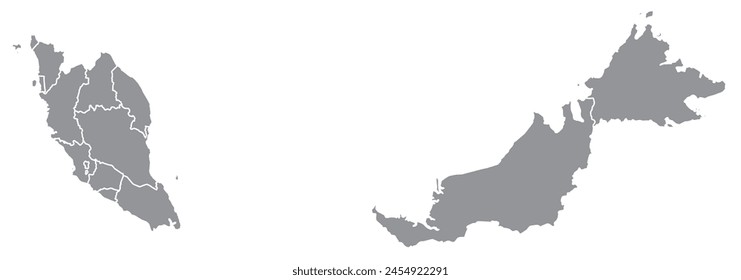 Outline of the map of Malaysia with regions