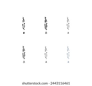Outline map of the Maldives. Map of the Maldives. Linear style. Vector icons