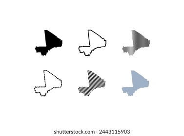 Outline map of the Mali. Map of the Mali. Linear style. Vector icons