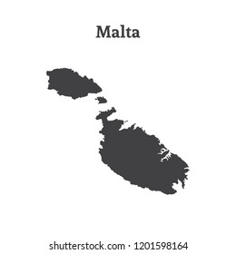 Outline map of Malta. Isolated vector illustration.