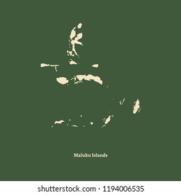 Mapa esquemático de las Islas Molucas. Ilustración vectorial. 