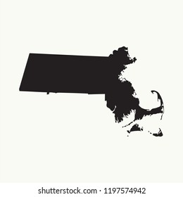 Outline map of Massachusetts. Isolated vector illustration.