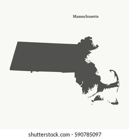 Outline map of Massachusetts. Isolated vector illustration.