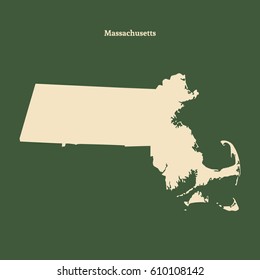Outline map of Massachusetts. Isolated vector illustration.