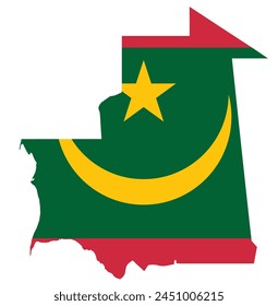 Outline of the map of Mauritania