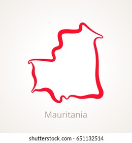Outline map of Mauritania marked with red line.
