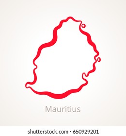 Outline map of Mauritius marked with red line.