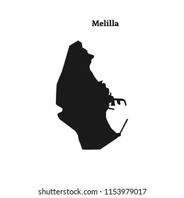 Outline map of Melilla, Spanish autonomous city on the north coast of Africa. Vector illustration. 