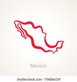 Outline map of Mexico marked with red line.