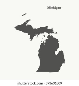 Outline map of Michigan. Isolated vector illustration.