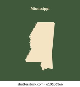 Outline map of Mississippi. Isolated vector illustration.