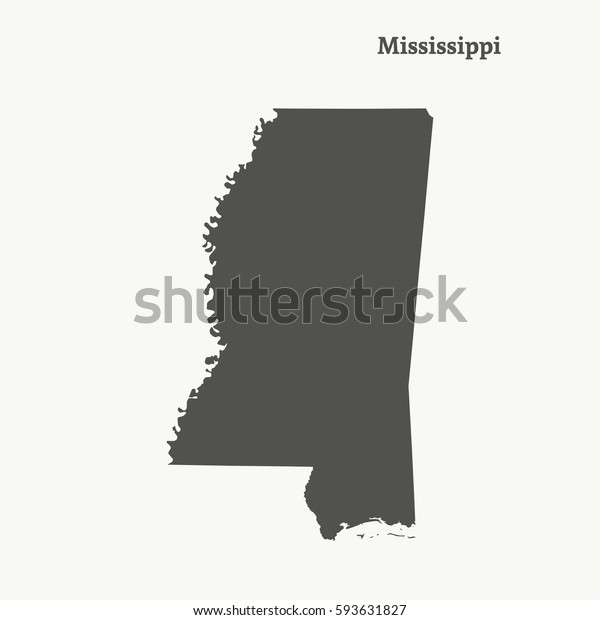 Outline Map Mississippi Isolated Vector Illustration Stock Vector   Outline Map Mississippi Isolated Vector 600w 593631827 