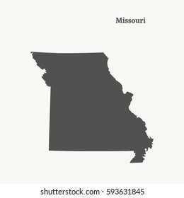 Outline map of Missouri. Isolated vector illustration.