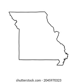 Outline map of Missouri white background. USA state,  vector map with contour.