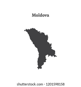 Outline map of Moldova. Isolated vector illustration.