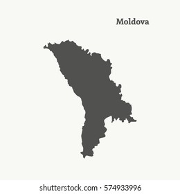 Outline map of Moldova. Isolated vector illustration.