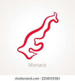 Outline map of Monaco marked with red line