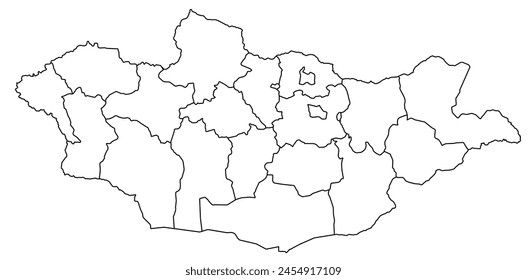 Outline of the map of Mongolia with regions